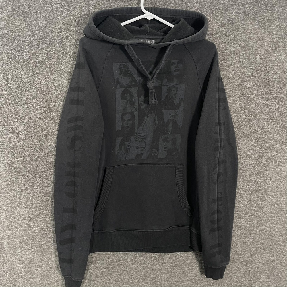 Taylor Swift Hoodie XS Black Eras Tour Graphic Pullover Fleece Sweatshirt